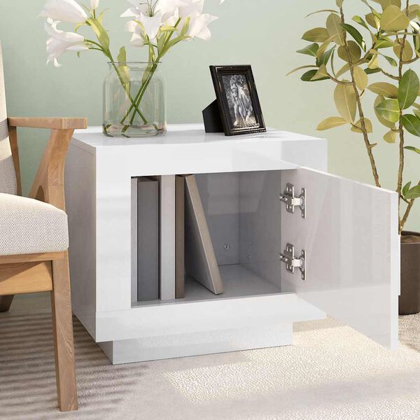 vidaXL S&oacute;fabor&eth; H&aacute;glans Hv&iacute;tt 51x50x45 cm Samsettur Vi&eth;ur