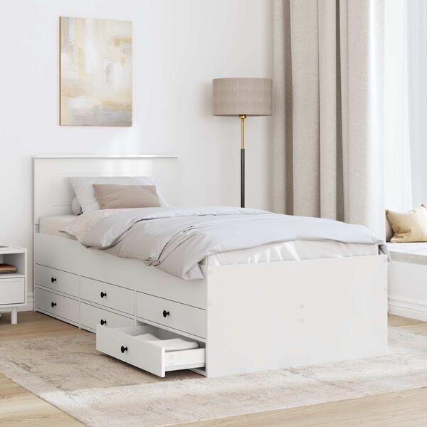 vidaXL Dey&eth;faram me&eth; sk&uacute;ffu Hv&iacute;tt og svart 90 x 200 cm Samsettur vi&eth;ur