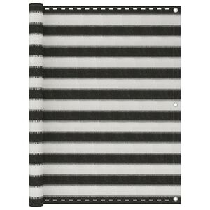 vidaXL Skilr&uacute;m &aacute; Svalir HDPE 120x600 cm Reykgr&aacute;tt og Hv&iacute;tt