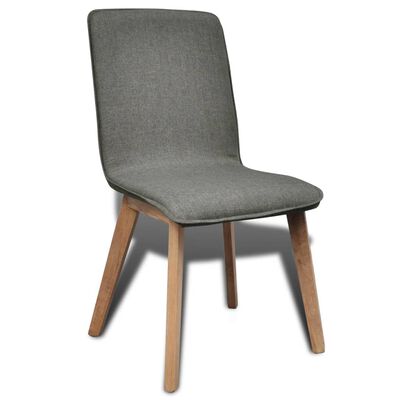 241153 vidaXL Dining Chairs 2 pcs Light Grey Fabric and Solid Oak Wood
