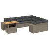 vidaXL 10 Hluta Gar&eth;s&oacute;fasett me&eth; Sessum Gr&aacute;tt P&oacute;l&yacute;rattan
