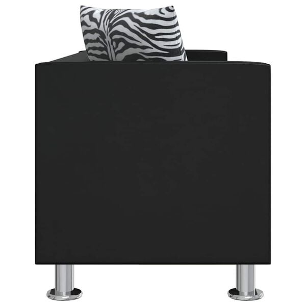 vidaXL S&oacute;fi 3-s&aelig;ta Gervile&eth;ur Svartur