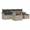 vidaXL Gar&eth;s&oacute;fa sett me&eth; p&uacute;&eth;i me&eth; geymslu 6 pcs Lj&oacute;sgr&aacute;tt Poly rattan