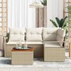 vidaXL Garðsófa sett með púði 5 pcs Drapplitaður Poly rattan