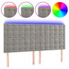 vidaXL LED h&ouml;fu&eth;gafl Lj&oacute;sgr&aacute;tt 200x5x118/128 cm Flauel