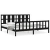 vidaXL R&uacute;mgrind me&eth; H&ouml;fu&eth;gafli Svartur 200x200 cm Gegnheill Vi&eth;ur