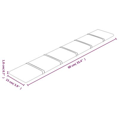 vidaXL Veggþil 12 stk. Gul 90x15 cm Flauel 1,62 m²