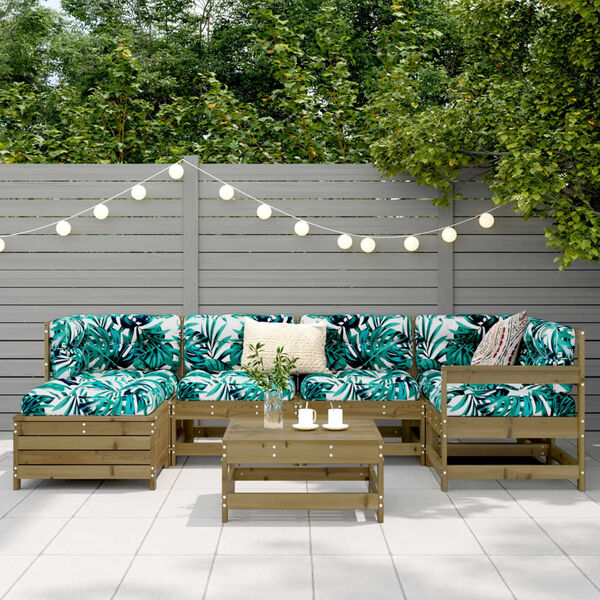 vidaXL 7 Parta Gar&eth;s&oacute;fasett Gegndreypt Fura