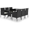 vidaXL 7 Parta Gar&eth;bor&eth;stofusett P&oacute;l&yacute;rattan Svart