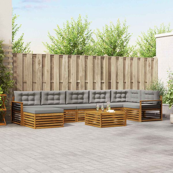 vidaXL S&oacute;fasett 8 pcs N&aacute;tt&uacute;rulegt og Lj&oacute;st Gr&aacute;tt Hrein akas&iacute;utr&eacute;