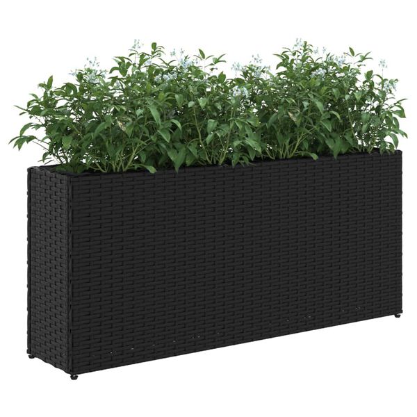 vidaXL Gr&oacute;&eth;urker me&eth; 2 Pottum 2 stk Svart 90x20x40 cm P&oacute;l&yacute;rattan