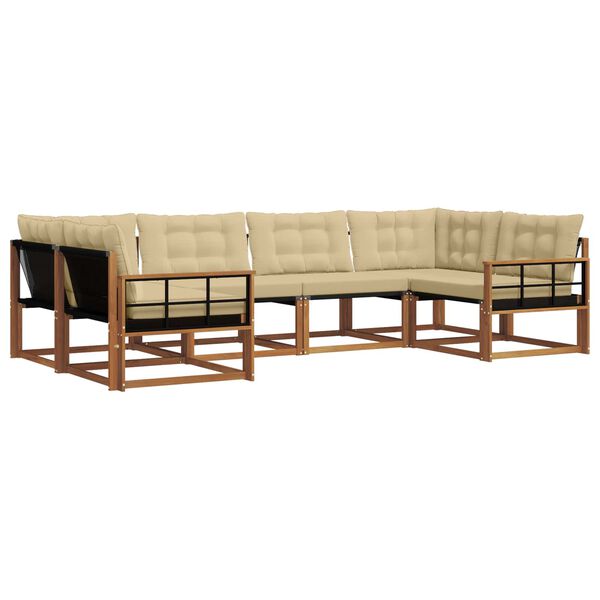 vidaXL &Uacute;ti s&oacute;fasett me&eth; p&uacute;&eth;i 6 pcs N&aacute;tt&uacute;rulegt og B&eacute;ig