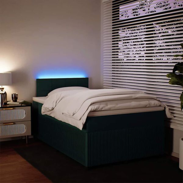 vidaXL H&oacute;lfa&eth; Springr&uacute;m me&eth; D&yacute;nu D&ouml;kkgr&aelig;nt 120x200 cm Flauel