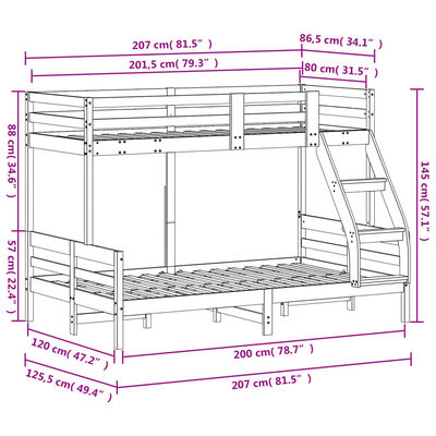 vidaXL Koja 80x200/120x200 cm Gegnheil Fura