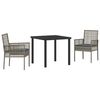 vidaXL Gar&eth;ur bor&eth;sett me&eth; p&uacute;&eth;i 3 pcs Gr&aacute;r p&oacute;l&yacute;rattan