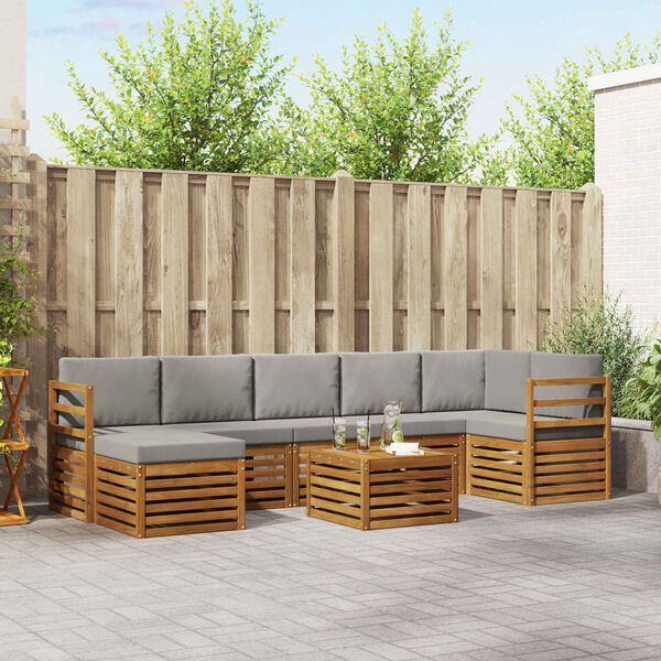 vidaXL Sofav&ouml;ruuppsettning me&eth; p&uacute;&eth;i 8 pcs N&aacute;tt&uacute;rulegt og Lj&oacute;st Gr&aacute;tt