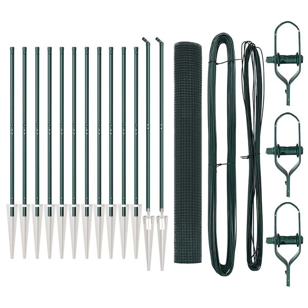 vidaXL Gir&eth;ingarp&oacute;stur Gr&aelig;nn 25 x 1,4 m (25 x 25 mm net) St&aacute;l og PVC