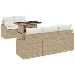 vidaXL Gar&eth;s&oacute;fa sett me&eth; geymslu 6 pcs Drapplita&eth;ur Poly rattan