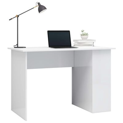 800582 vidaXL Desk High Gloss White 110x60x73 cm Chipboard