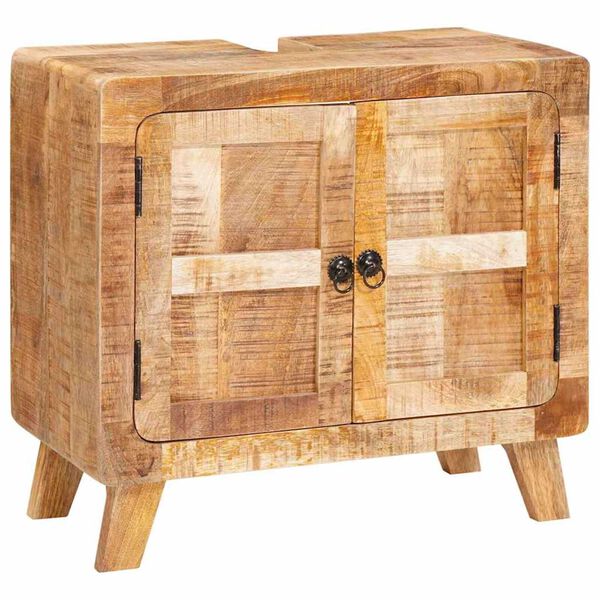 vidaXL Baðherbergisskápur Brúnn Hörð mango viður og framleiddur viður