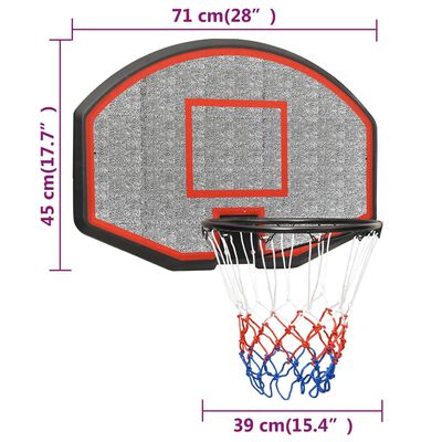 vidaXL Körfubolta Bakborð Svartur 71x45x2 cm Pólýeten