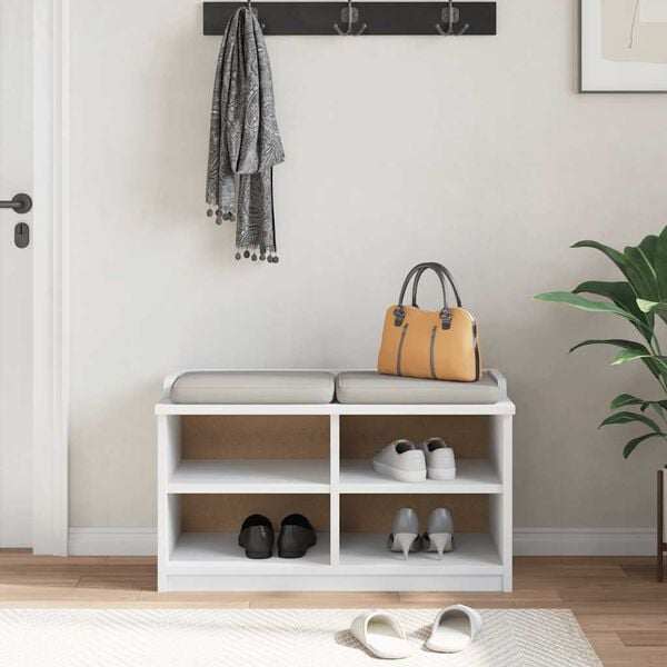 vidaXL Gangbekkur SANDNES Hvítur 87x40x50 cm Gegnheil Fura