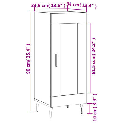 vidaXL Skenkur Sonoma Eik 34,5x34x90 cm Samsettur Viður