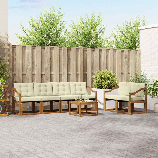 vidaXL &Uacute;ti s&oacute;fasett me&eth; p&uacute;&eth;i 7 pcs N&aacute;tt&uacute;rulegt og Krem