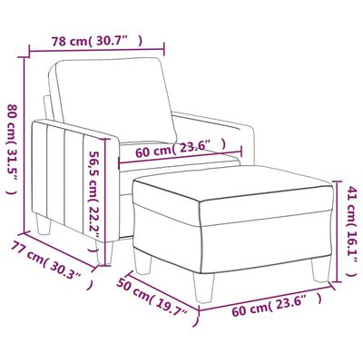 vidaXL Sófastóll með Fótskemli Kaffibrún 60 cm Gervileður