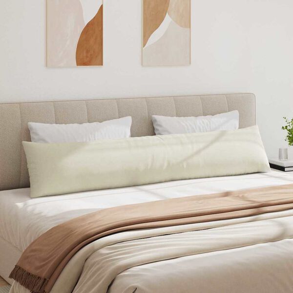 vidaXL Sófapúðar 2 pcs Rjómalitur 200 x 40 cm Korduroy efni