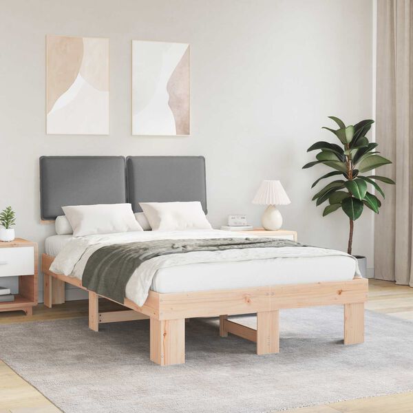 vidaXL Rúmfótur með klæððum höfðagafli Ljósgrár 120 x 190 cm