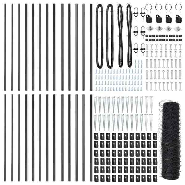vidaXL Gir&eth;ingarp&oacute;stur Gr&aacute;r 50 x 0,6 m (36 mm net) St&aacute;l og PVC