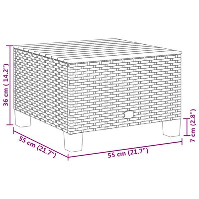 vidaXL Garðborð Grátt 55x55x36 cm Pólýrattan Akasíuviður