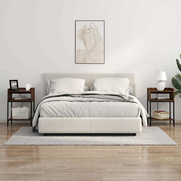 vidaXL Noat&ouml;flu sk&aacute;pur Rau&eth;-eik 40 x 40 x 61 cm Samsettur vi&eth;ur