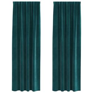 vidaXL Myrkratj&ouml;ld 2 pcs D&ouml;kkgr&aelig;n 140 x 245 cm Flauel