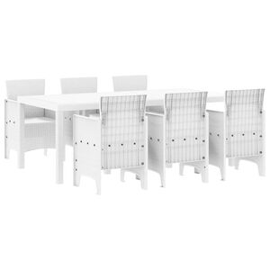 vidaXL Garður borðsett 7 pcs Hvítt Polt rattan
