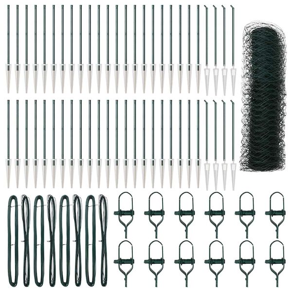 vidaXL Gir&eth;ingarp&oacute;stur Gr&aelig;nn 100 x 0,5 m (50 mm net) St&aacute;l og PVC