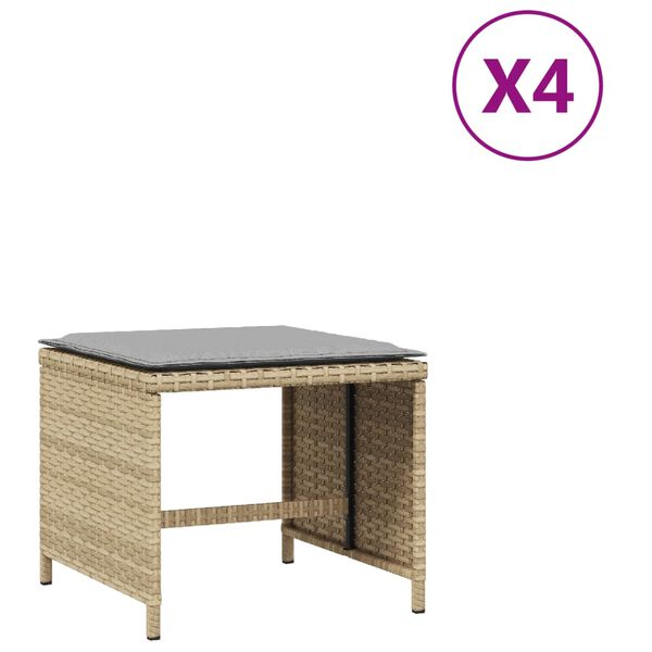 vidaXL Gar&eth;kollar Me&eth; Sessum 4 stk. 41x41x36 cm P&oacute;l&yacute;rattan Drappa&eth;ir