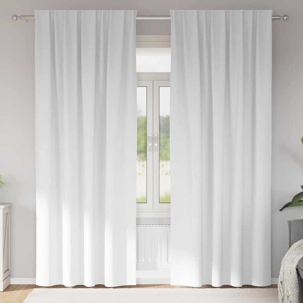 vidaXL Svartgard&iacute;nur me&eth; hringjum 2 pcs Hreint Hv&iacute;tt 245 x 140 cm