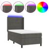 vidaXL H&oacute;lfa&eth; Springr&uacute;m me&eth; D&yacute;nu&LED D&ouml;kkgr&aacute;tt 90x200 cm Flauel