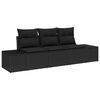 vidaXL Gar&eth;s&oacute;fa sett me&eth; geymslu 3 pcs Svartur p&oacute;l&yacute;rattan