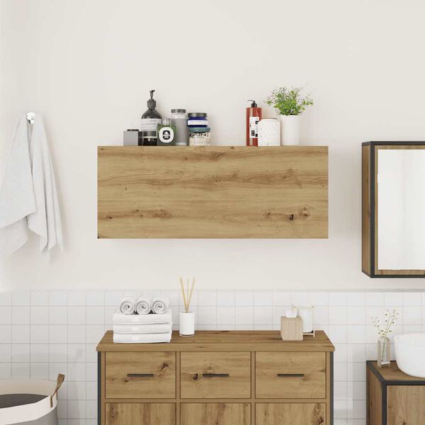 vidaXL Ba&eth;herbergi Veggsk&aacute;pur Artisan Oak 100x25x40 cm Hanna&eth;ur vi&eth;ur