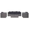 vidaXL 6 Stk Gar&eth;s&oacute;fasett me&eth; sessum & p&uacute;&eth;um Polyrattan Gr&aacute;tt