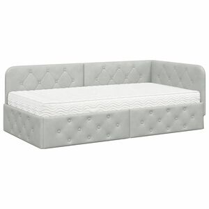 vidaXL Hornr&uacute;m ramma me&eth; d&yacute;nu Lj&oacute;sgr&aacute;r 90 x 200 cm Flauel