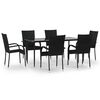 vidaXL 7 Parta Gar&eth;bor&eth;stofusett P&oacute;l&yacute;rattan Svart