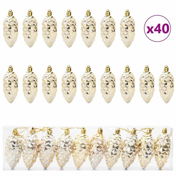 vidaXL Jóla Furu Kónabolli 40 pcs gold