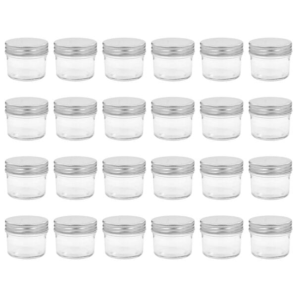 vidaXL Glersultukrukkur með Silfurlituðum Lokum 24 stk. 110 ml