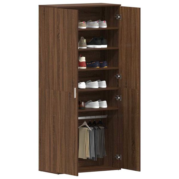 vidaXL Sk&oacute;knask&aacute;pur me&eth; hur&eth; Br&uacute;nn 80 x 39 x 180 cm Samsettur vi&eth;ur