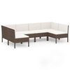 vidaXL 6 Hluta Gar&eth;sett me&eth; P&uacute;&eth;um P&oacute;l&yacute;rattan Br&uacute;nt