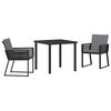 vidaXL Gar&eth;ur bor&eth;sett 3 pcs Svartur Dufth&uacute;&eth;a&eth; st&aacute;l